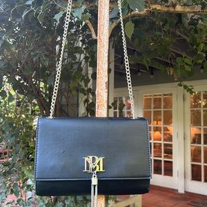 Badgley Mischka black faux leather chain crossbody bag